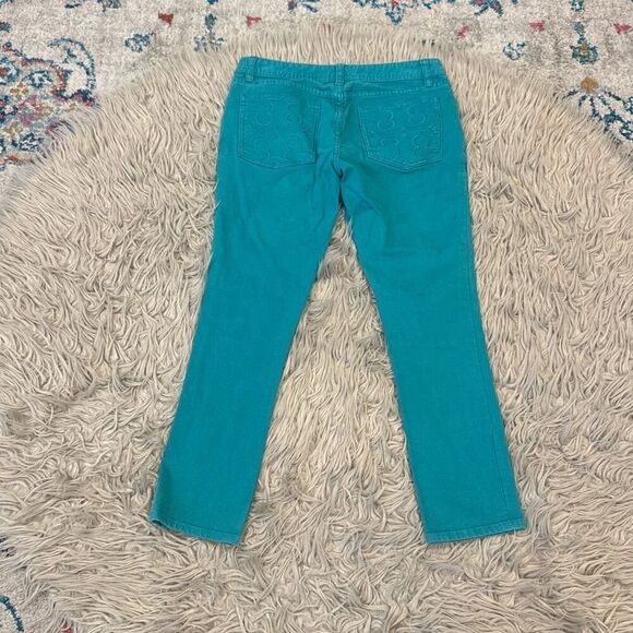 Tory Burch cropped slim boots jeans in turquoise color size 28 - Picture 6 of 6